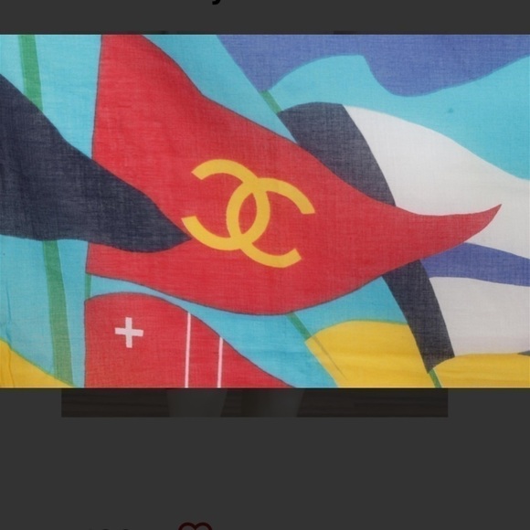 CHANEL Cotton Sarong Scarf Flags Print - Picture 3 of 5